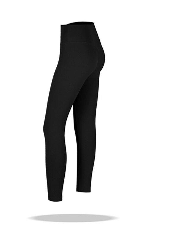 Black seamless breathable women's fitness leggings for yoga, featuring full-length coverage and elastic waistband for ultimate comfort.